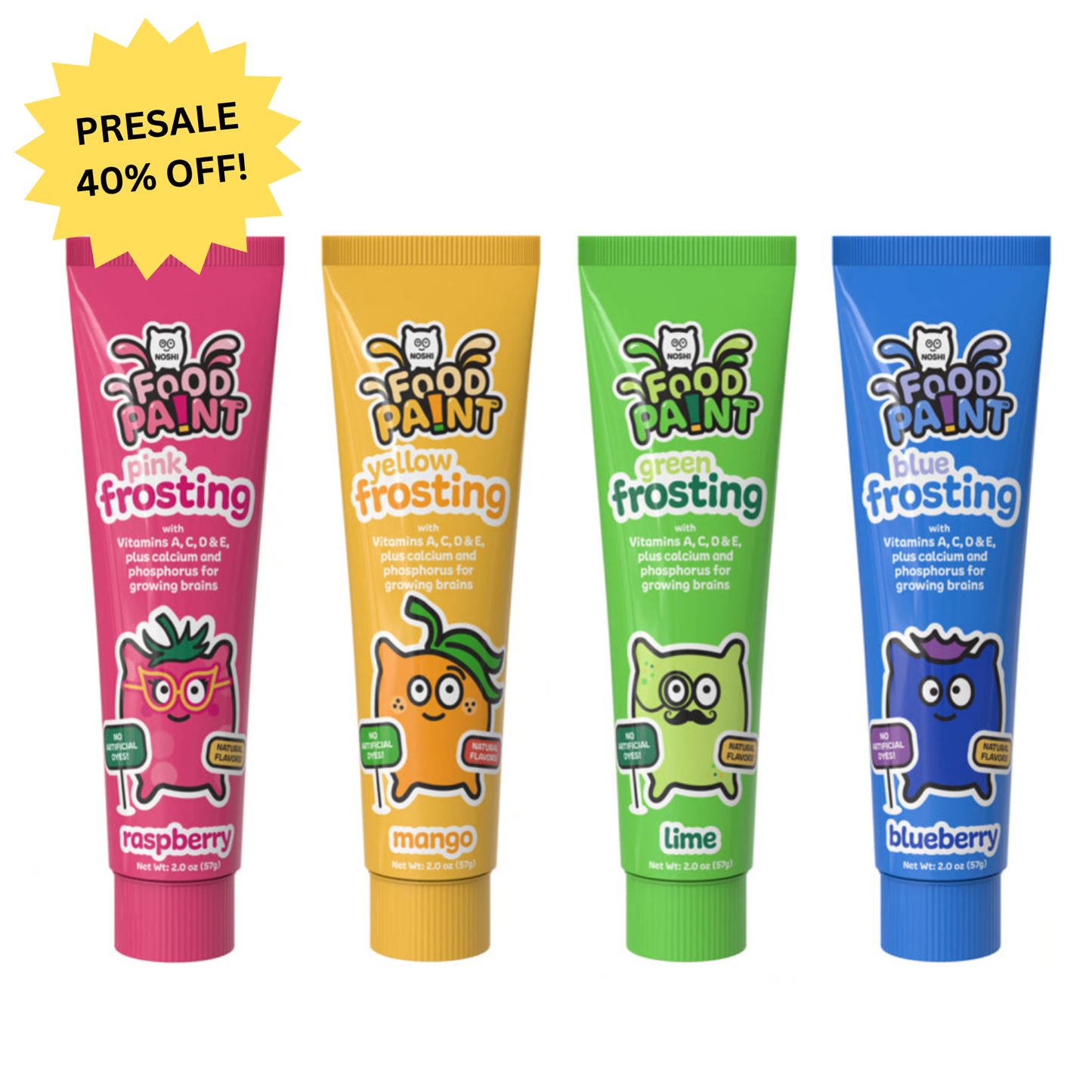 Frosting Set For Kids - Raspberry, Mango, Lime & Blueberry Flavors