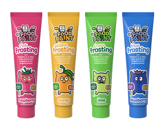 Better For You, Nutrient-Rich Frosting Set For Kids : Raspberry, Mango, Lime & Blueberry Flavors - Ships September! FREE SQUISHY TOY WITH EVERY SET!