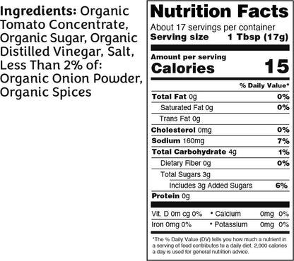 Noshi organic ketchup ingredients and nutrition facts, see product description.